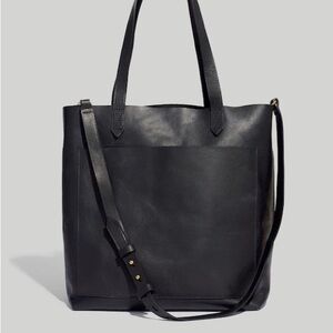Madewell transport tote Black Leather purse Bag with Adjustable Strap Women